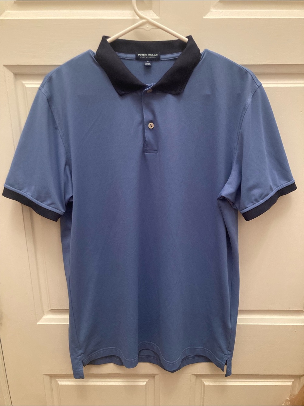Peter Millar Light Blue Polo with Navy Blue Contrast Trim